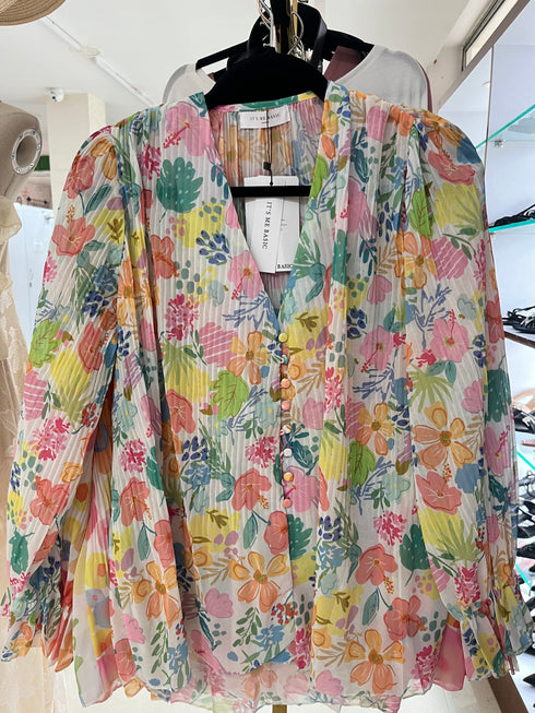 Sprint Floral Print Pleated Shirts